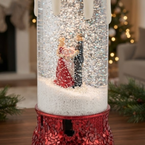 AR 4528 Elegant Red Glitter Musical Snow Globe