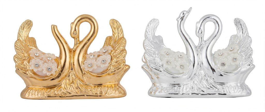 AR 4272 Elegant Swan Couple Decorative Showpiece โ Gold & Silver Finish - Image 2