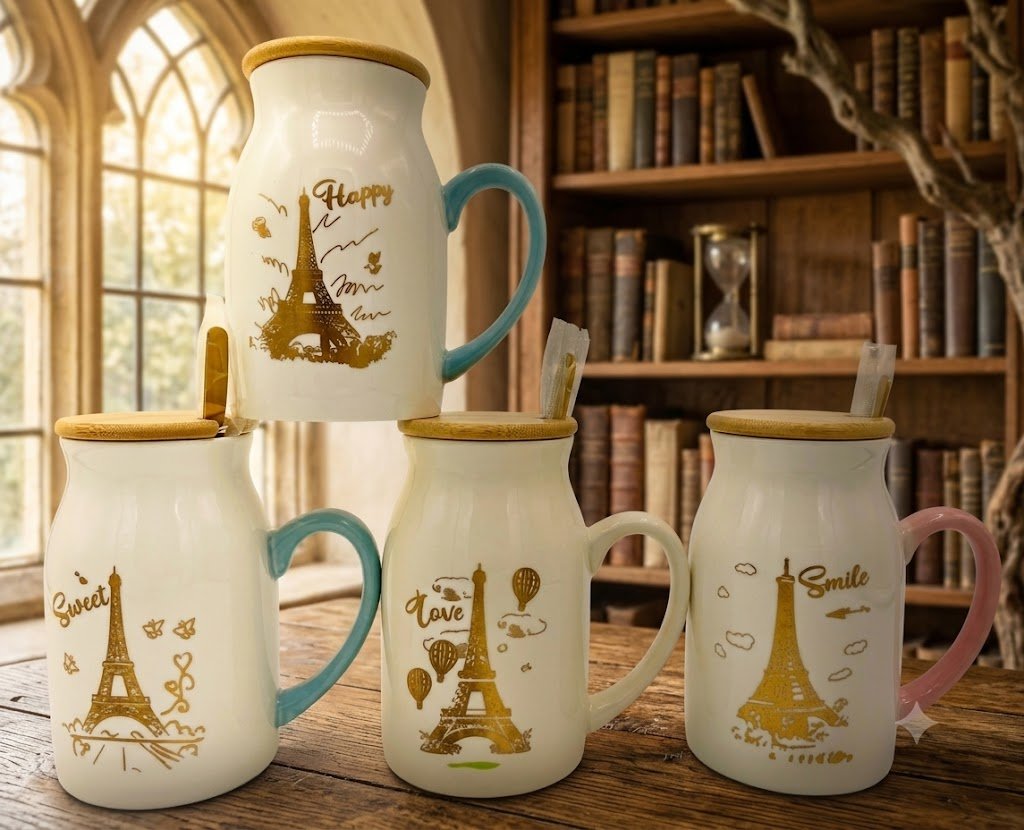 4352 Parisian Eiffel Tower Ceramic Milk Bottle Mug Collection - Image 2
