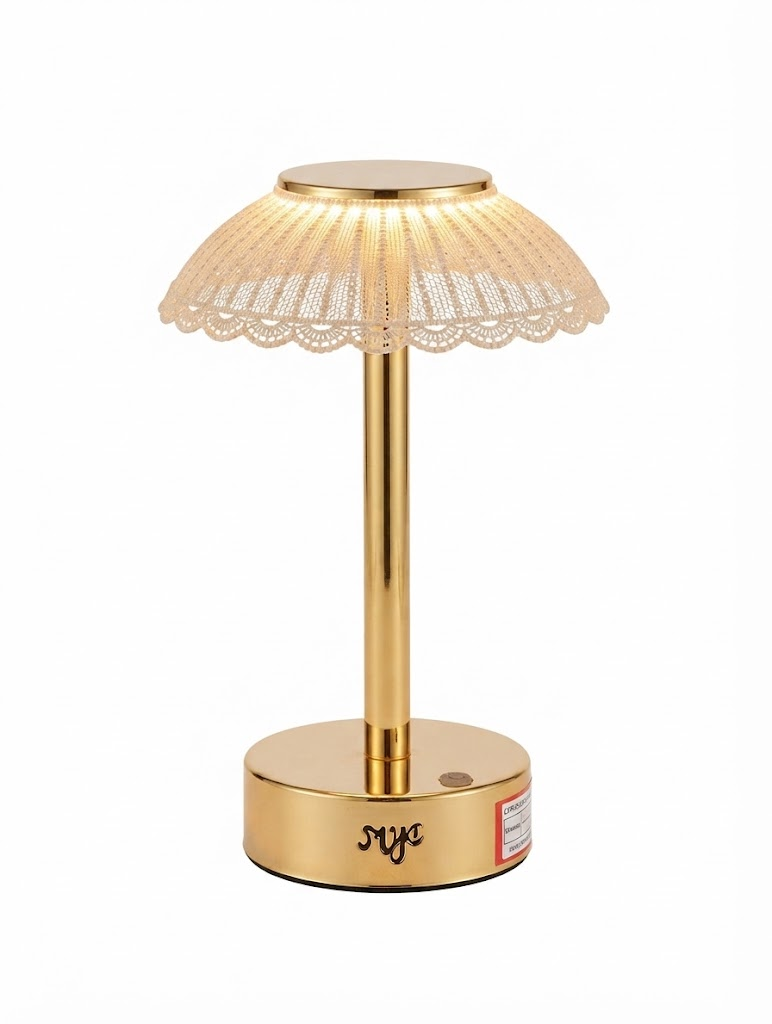 YS 2248 Cordless Brass Pleated LED Table Lamp - Image 2