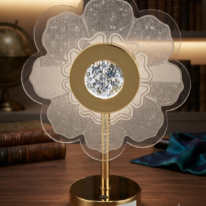 YS 2250 Cordless Gold Floral Panel Acrylic LED Table Lamp