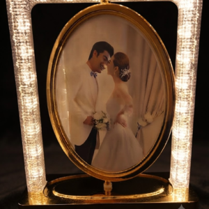 AR 4276 Luxury Gold Oval Photo Frame with Illuminated Textured Border