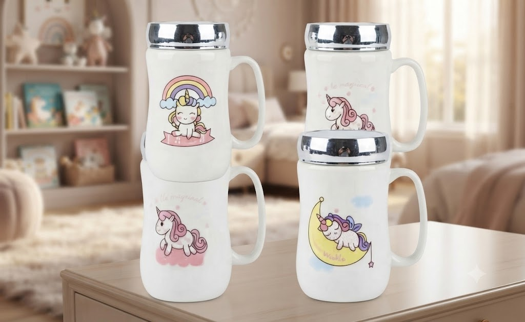 2384 ( Magical Cartoon Unicorn Printed Tea & Coffee Cups ) PcsCtn.60