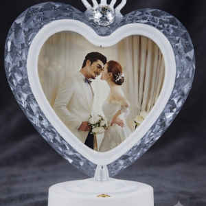 AR 4278 Royal Crystal Heart-Shaped Photo Frame with Crown Design