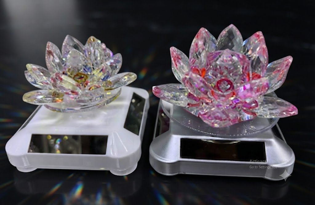 YS2540 Crystal Lotus Flower Decorative Showpiece with Digital Base
