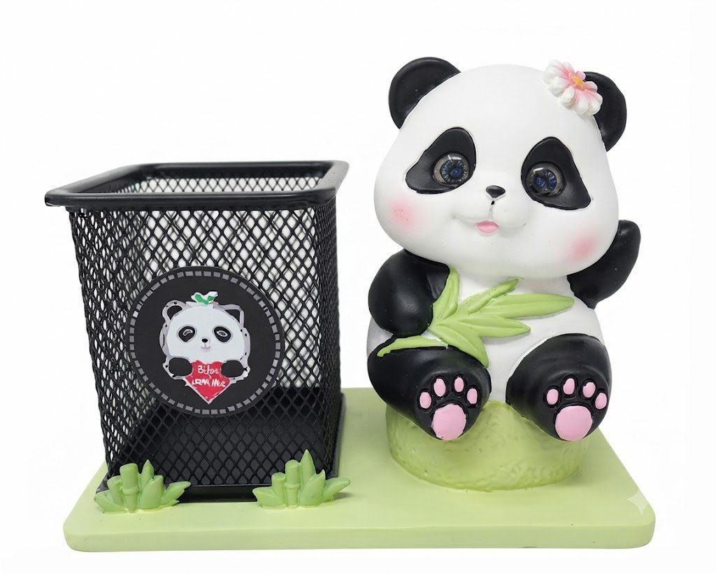 AR 3147 Cute Panda Chibi Figurine Desk Organizer & Pen Holder