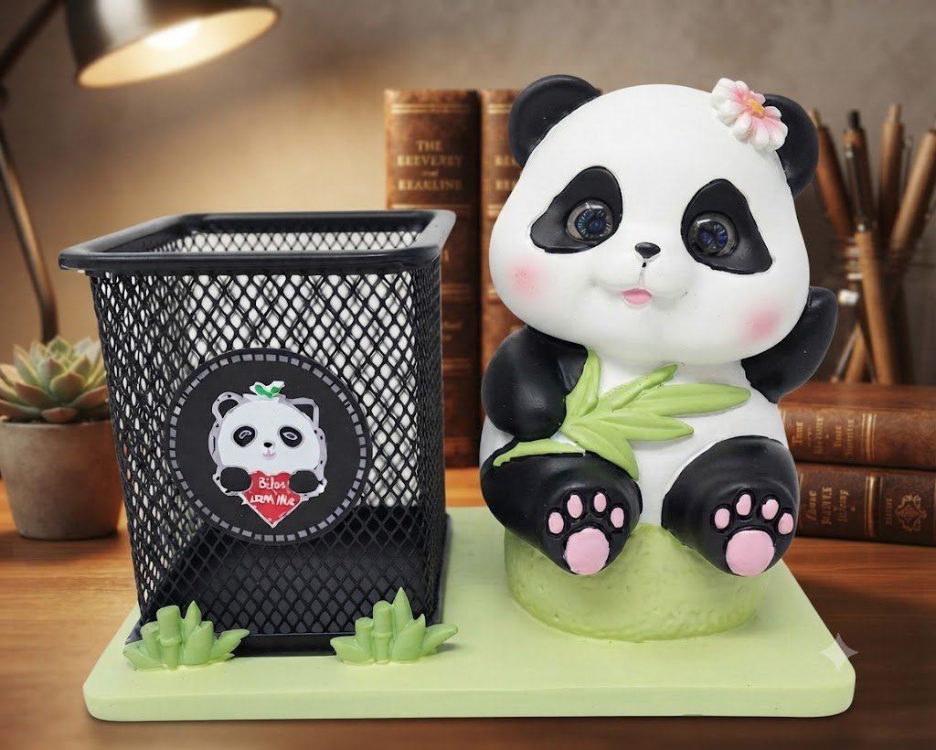 AR 3147 Cute Panda Chibi Figurine Desk Organizer & Pen Holder - Image 2
