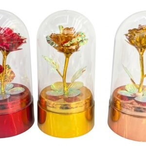 AR 3504 Enchanted Galaxy Gold Foil Artificial Rose in Glass Dome