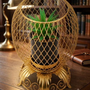 AR 3571 Gold Wire Mesh Decorative Planter and Candle Holder
