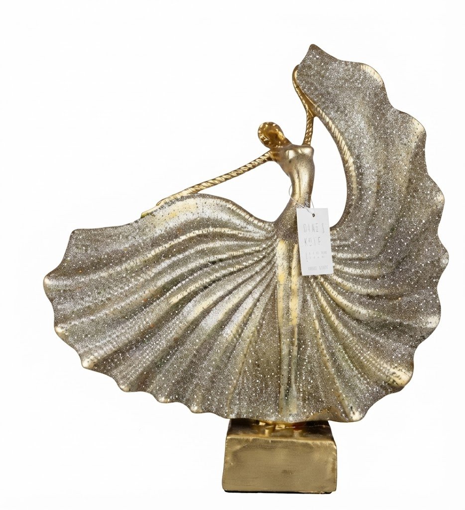AR 3753 Elegant Golden Lady with Flowing Dress Metal Showpiece β Luxury Table DΓ©cor - Image 2