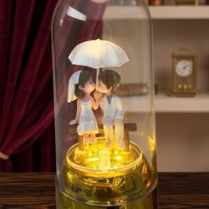 AR 3954 Romantic Couple Under Umbrella Glass Dome LED Night Light
