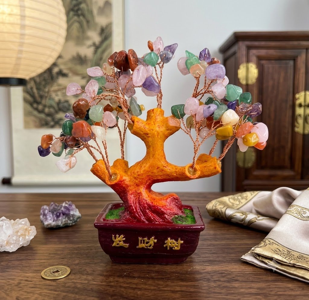 AR 4066 Multi-Color Crystal Gemstone Bonsai Tree