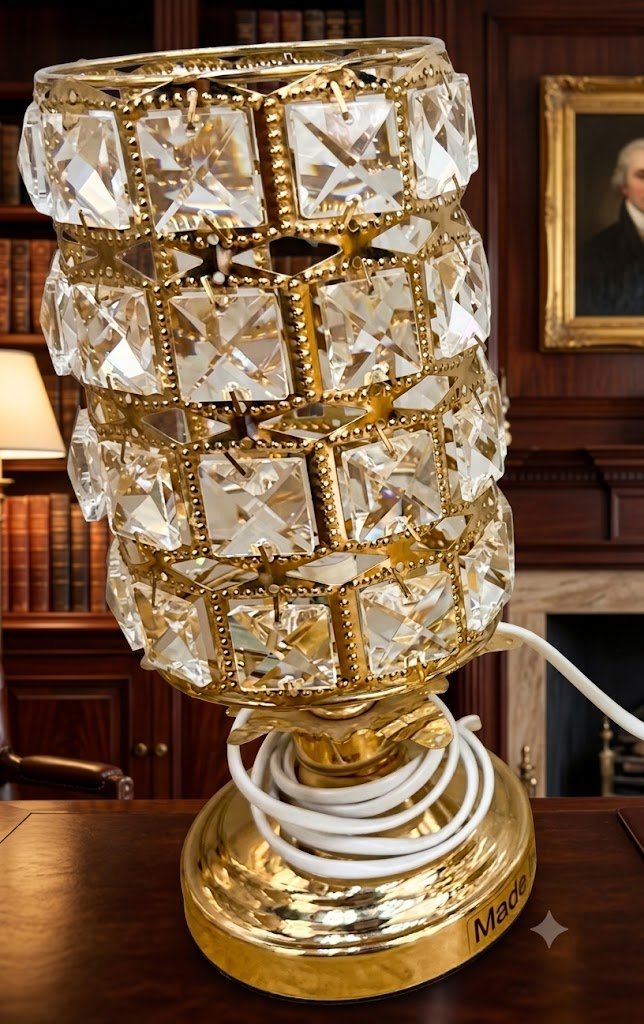 AR 4075 Beaded Square Crystal Mesh Accent Lamp