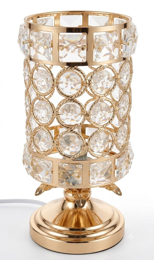AR 4076 Openwork Interlocking Ring and Square Crystal Accent Lamp - Image 2