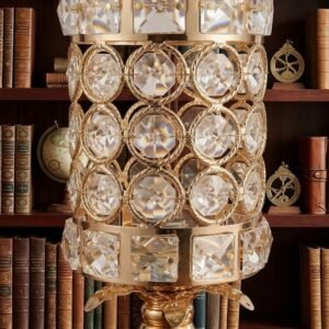AR 4076 Openwork Interlocking Ring and Square Crystal Accent Lamp