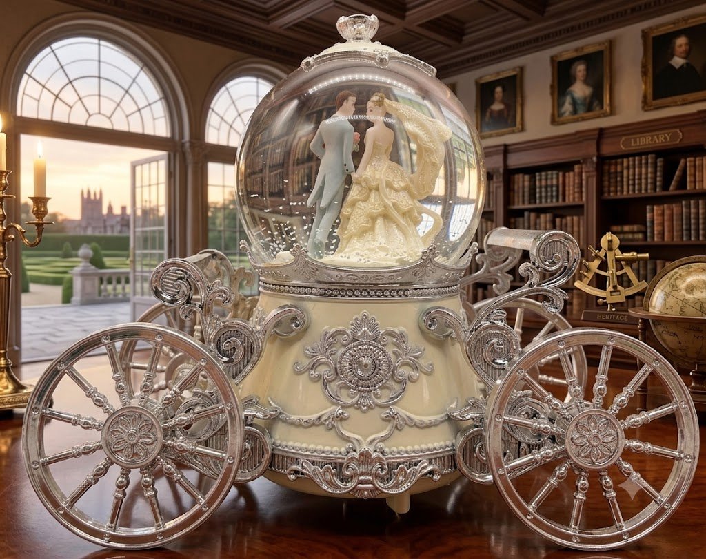 AR 4393 Bridal Carriage Snow Globe Figurine