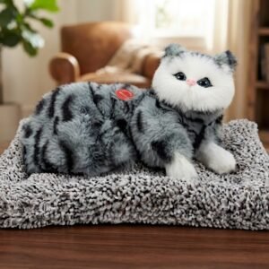 AR 4110 Soft Gray Striped Plush Cat Toy