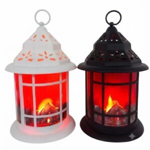 YS 2679 Decorative Flickering Flame LED Lantern Set with Star Cutouts