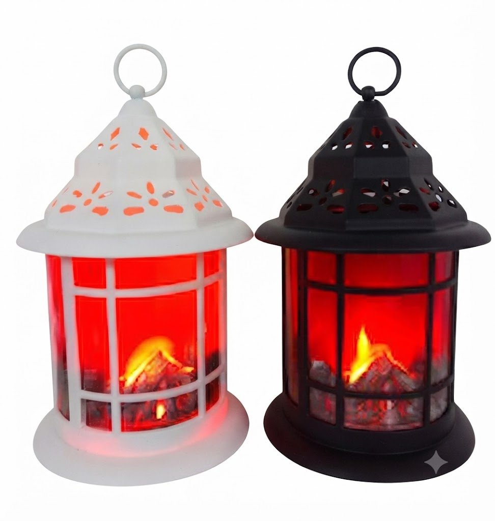 YS 2679 Decorative Flickering Flame LED Lantern Set with Star Cutouts