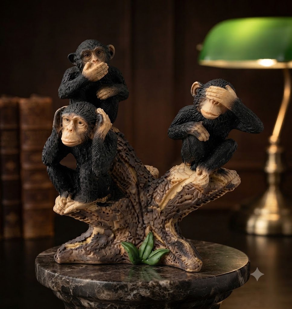 YS 2957 Three Wise Monkeys Tree Branch Decorative Figurine