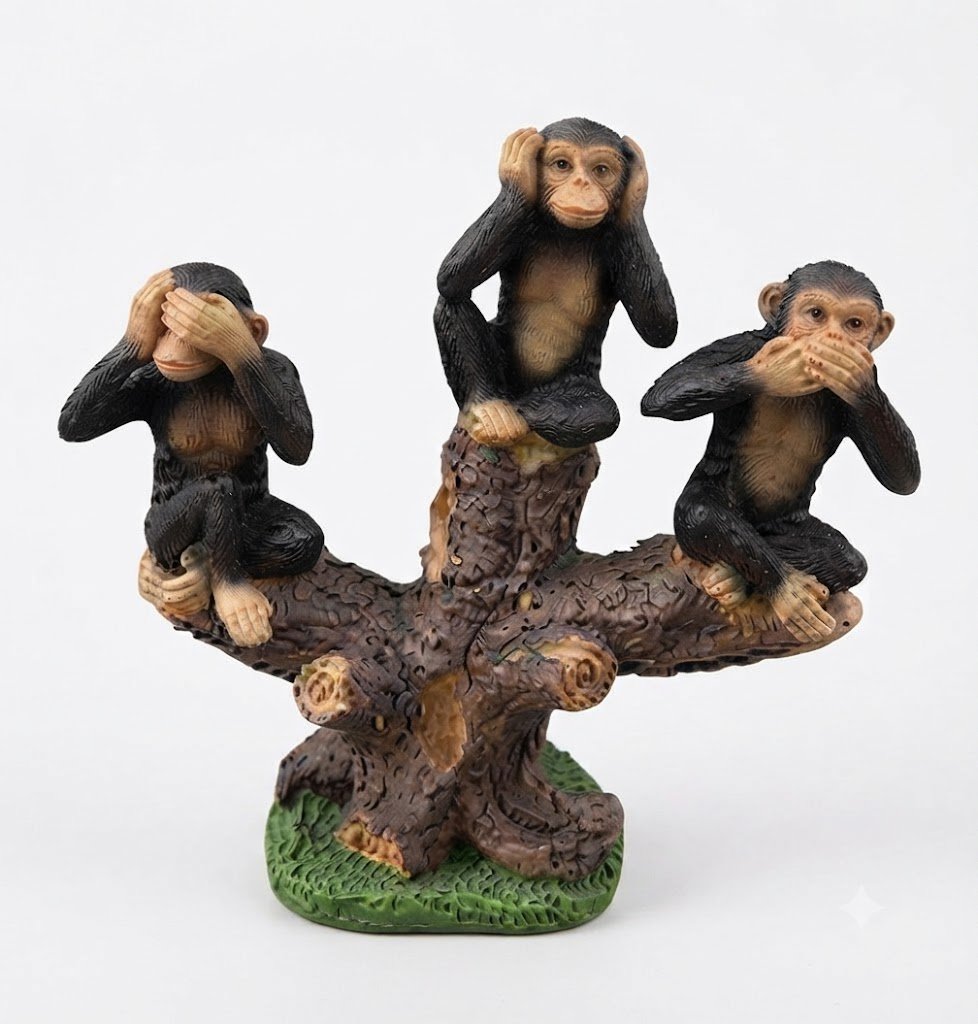 YS 2961 Three Wise Monkeys on Tree Trunk Decorative Showpiece - Image 2