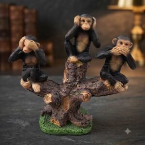 YS 2961 Three Wise Monkeys on Tree Trunk Decorative Showpiece