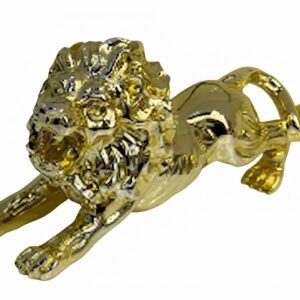 YS 3253 Polished Gold Geometric Roaring Lion Sculpture (Tabletop Decor)