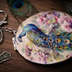 AR 3980 (Premium Peacock Design Pocket Mirror Keychain Set)