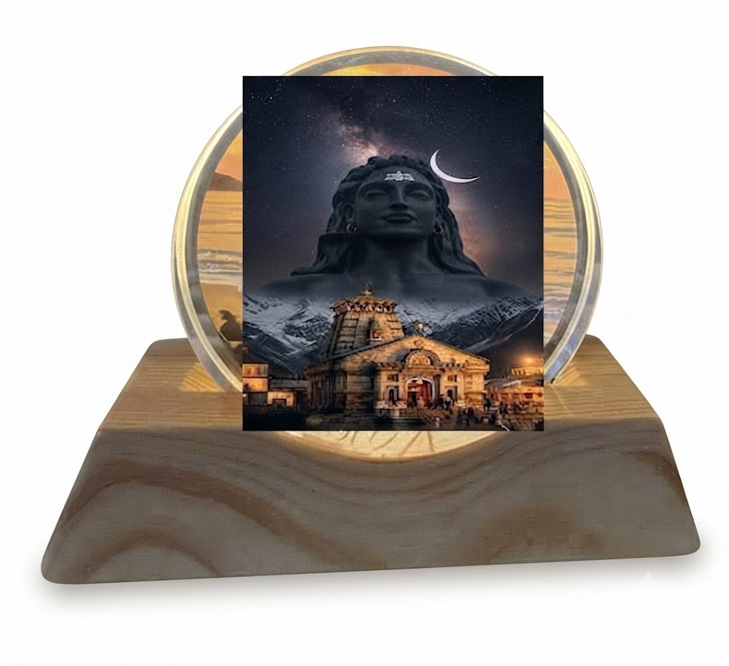 AR 4591 Lord Shiva Wooden Block Photo Frame - Image 2