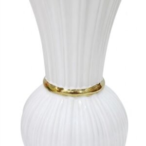 YS 2480 White and Gold Accent Ceramic Flower Vase