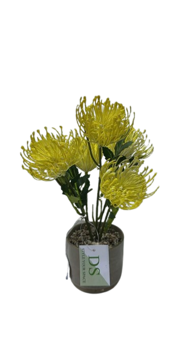 00279 ( Premium Yellow Spider Chrysanthemum Artificial Floral Arrangement in Ceramic Pot ) - Image 2
