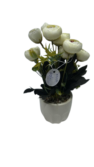 00289 ( Premium White Artificial Rose Flower Arrangement in Elegant Ceramic Pot ) - Image 2