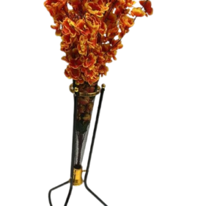 2973 ( Orange Artificial Orchid Flower Arrangement with Decorative Metal Stand )