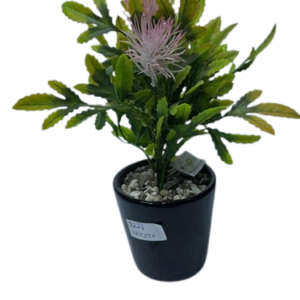 3221  ( Artificial Green Foliage Plant with Pink Spider Flower in Black Decorative Pot )