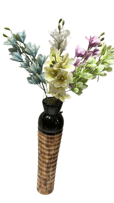 342 ( Luxury Multicolour Artificial Floral Arrangement in a Black & Brown Textured Designer Vase ) - Image 2