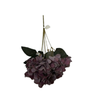 4081 ( Artificial Dusty Purple Hydrangea Flower Bunch with Dark Green Leaves )