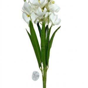 4105 ( White Artificial Orchid Flower Stem with Green Leaves )