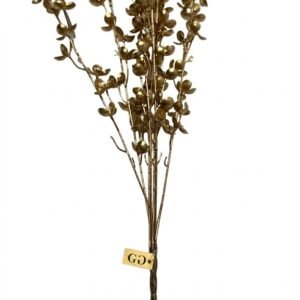 4963 ( Golden Metallic Artificial Leaf Branch Decorative Stem )