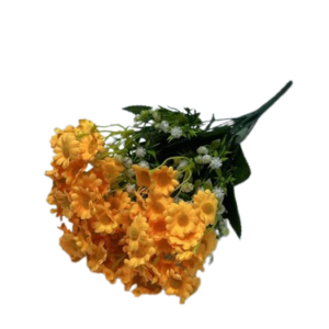 5658 ( Artificial Yellow Orange Daisy Flower Bunch with Green Leaves )