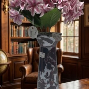 274Luxury Mauve Pink Hydrangea Artificial Flower Arrangement in a Marble-Effect Designer Vase