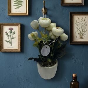 00289 ( Premium White Artificial Rose Flower Arrangement in Elegant Ceramic Pot )