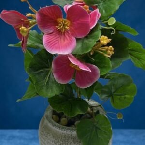 1999 ( Artificial Pink Hibiscus Flower Plant in Textured Decorative Pot )