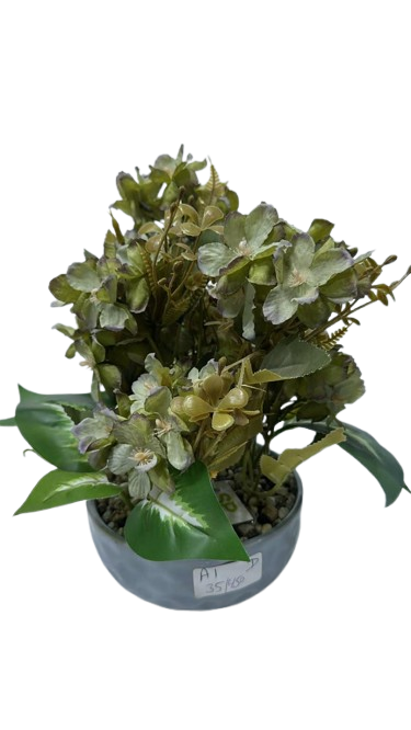 A1 ( Premium Artificial Green Hydrangea Floral Arrangement in Decorative Pot )