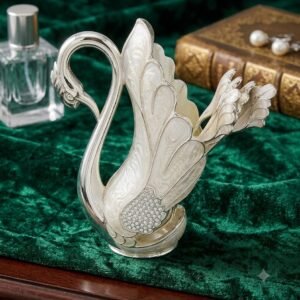 AR3840 ( Premium Silver Swan Decorative Showpiece with Pearl White Detailing ) PcsCtn/-100