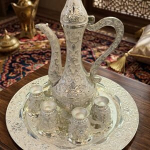AR3843 ( Premium Silver Royal Tea Set with Ornate Tray and Decorative Cups ) PcsCtn/-20