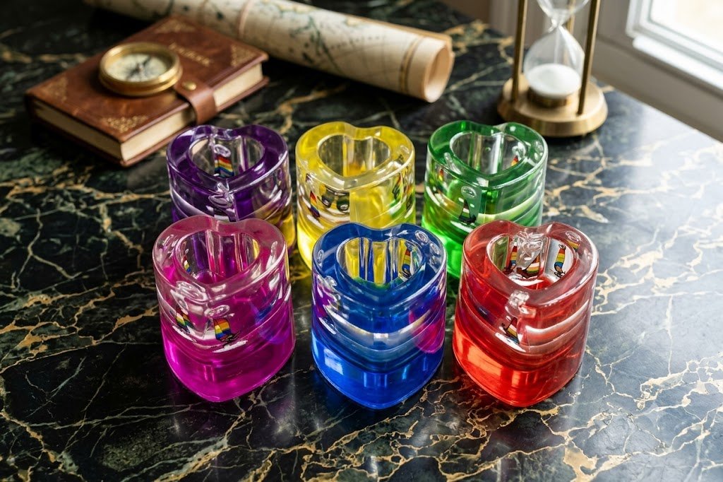 AR4193 ( Multicolor Transparent Heart-Shaped Plastic Tealight Holders ) PcsCtn/-72