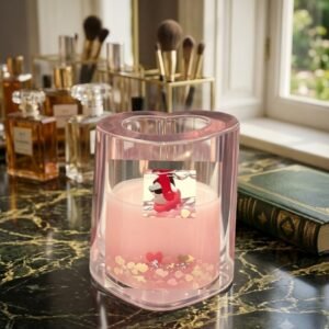 AR4196  ( Premium Pink Transparent Heart-Shaped Decorative Tealight Holder ) PcsCtn/- 72