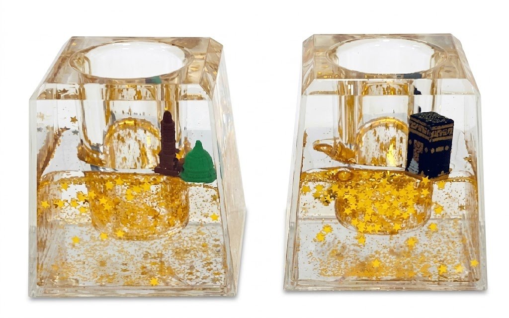 AR4197 ( Premium Golden Islamic Kaaba & Mosque Design Transparent Decorative Tealight )PcsCtn/- 72 - Image 2