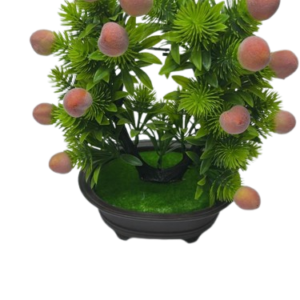 BB5557 ( Artificial Green Decorative Plant with Pinkish Red Fruits in Black Pot )