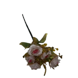 ( Elegant White and Pink Rose Floral Bunch with Green )